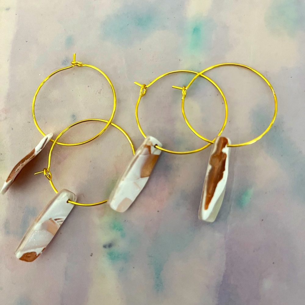 Bronze marbled, charmed hoops!